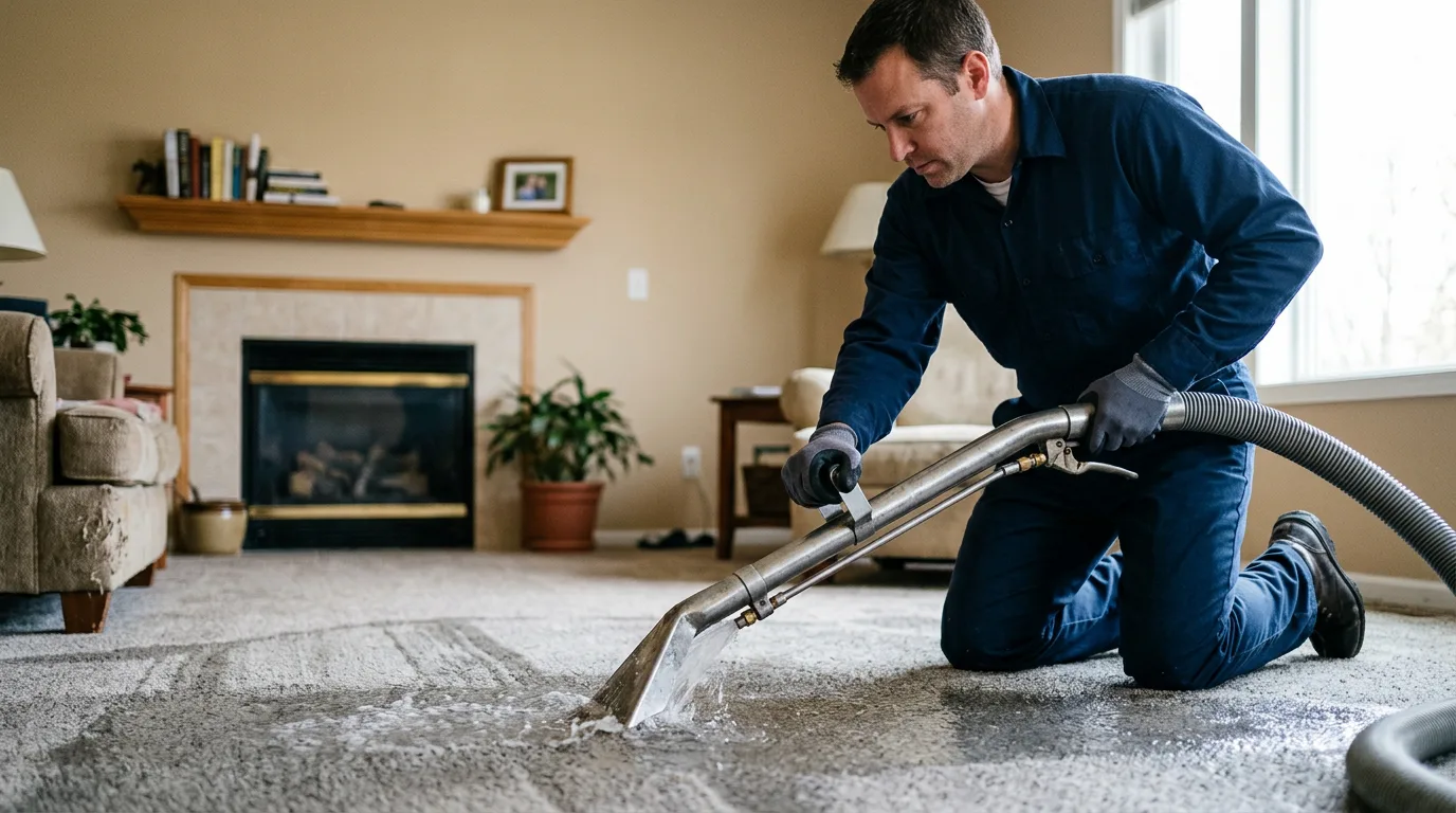 Water damage restoration technician working near Armstrong, MO